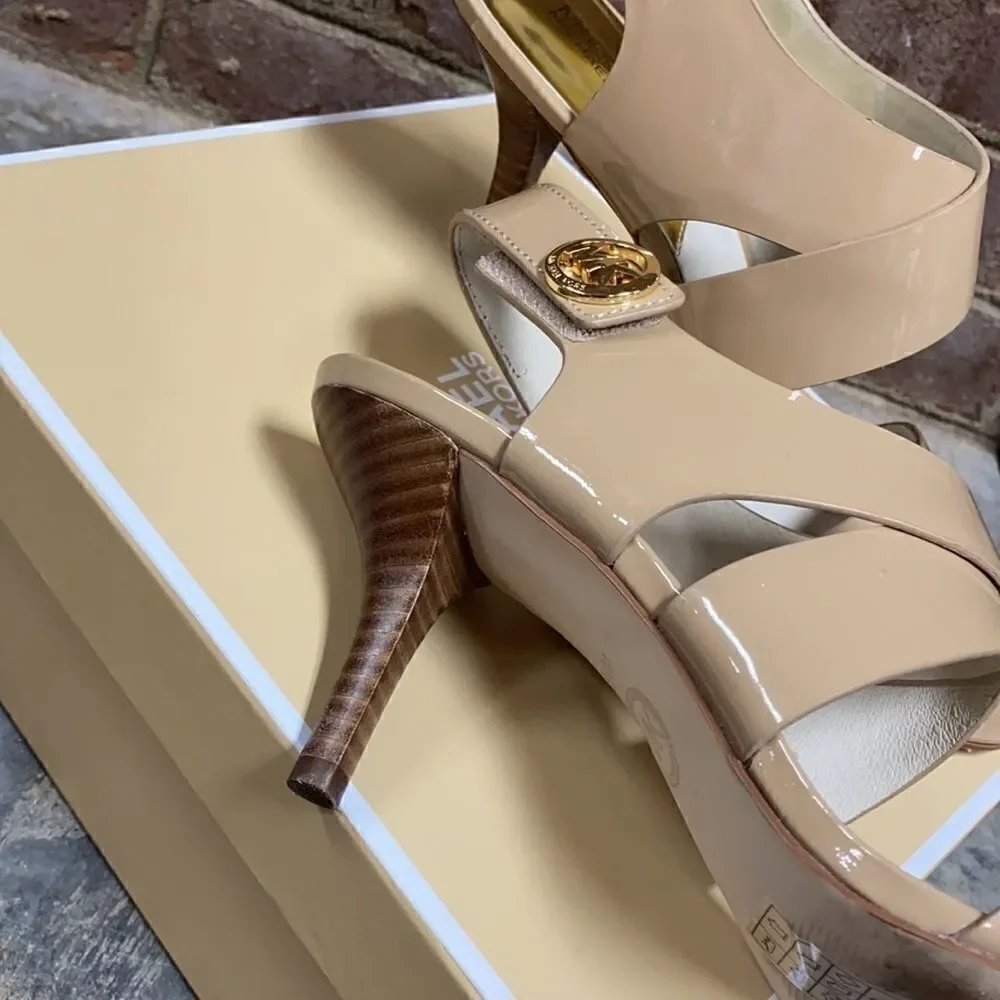Michael Kors Nude Patent Joselle Open Toe Pump